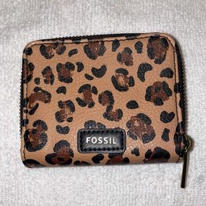 Fossil Madison Bifold Cheetah Wallet Tan & Black